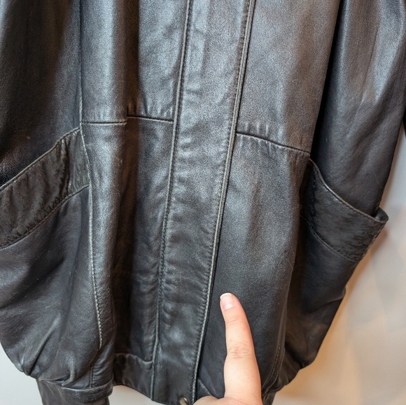 Braemar 80s Vintage Black Leather Feminine Biker Jacket Womens Small - Picture 8 of 13
